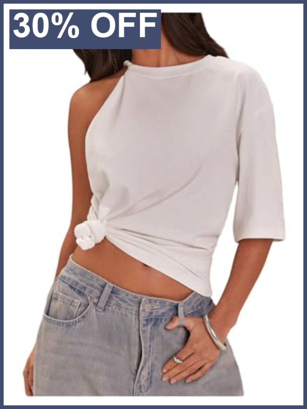 Women's One Shoulder Asymmetrical Short Sleeve T-Shirt Stretchy